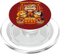 Lion Dance Happy Chinese New Year of The Horse 2026 Kid Men PopSockets PopGrip for MagSafe