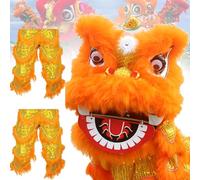 Lion Dance Mascot Costume, Chinese Traditional Gift For 5-15 Years Teens To Keep Them Away From Electronics And Love Sports,For Party Carnival Halloween Yellow-Duos
