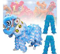 Lion Dance Mascot Costume, Chinese Traditional Gift For 5-15 Years Teens To Keep Them Away From Electronics And Love Sports,For Party Carnival Halloween Yellow-Duos