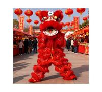 Lion Dance Mascot Costume | Traditional Chinese Dragon & Lion Dance Outfit for Lunar New Year, Carnivals, Parties & Stage Performances, Height 150-175cm / 59-69 in(Red,Style A)