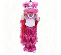 Lion Dance Props Costumes, Chinese Mascot Costume, Traditional Performance Lions Dancing, for Party Suit(Pink,Small size)