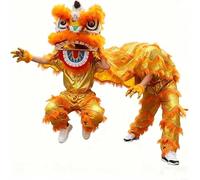 Lion Dance Props Costumes, Chinese Mascot Costume, Traditional Performance Lions Dancing, for Party Suit(Orange,Medium size)