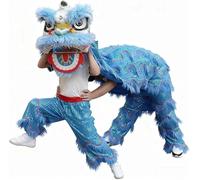 Lion Dance Props Costumes, Chinese Mascot Costume, Traditional Performance Lions Dancing, for Party Suit(Green,Large size)