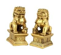 Lion Decorative Resin Sculpture Ornamental Statuette Feng Shui Figurine Hand Painted Suitable for Gift Home Decor, Multi, 9cmx6cmx16cm