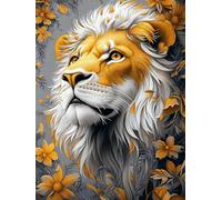 Lion Diamond Art for Kids, Square Diamond Painting Animal, Sequin Art for Adults Beginners, 5D DIY Full Drill Crystal Creations Mosaic Kits, Embroidery Kits for Home Wall Decor Gifts 70x90cm C3-754