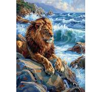 Lion Diamond Art Kits Adults, 5D Diamond Painting Ocean, DIY Full Drill Cross Stitch Embroidery Crystal Art Kits, Crafts for Adults, Paintings for Home Wall Decor, Gifts for Women 40x52 inch G-1907