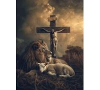 Lion Diamond Art Kits Adults, 5D Diamond Painting Sheep Diamond Art Kits, DIY Full Round Drill Diamond Painting Kit Arts and Crafts for Adults, Gem Art Painting Kits for Home Decor Gifts 50x70 cm 7-P