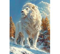 Lion Diamond Art Kits Adults, 5D Diamond Painting Snow Scene, DIY Full Drill Cross Stitch Embroidery Crystal Art Kits, Crafts for Adults, Paintings for Room Decor, Gifts for Women 40x52 inch X-4498