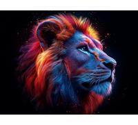 Lion Diamond Art Kits Adults, Color Diamond Painting for Adults Beginners, DIY 5D Dimond Painting Accessories Full Kits, Crystal Art Round Full Drill Gem Crafts for Home Decor 40x30cm, Model 661