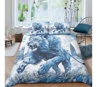 Lion Duvet Cover 3 PCS Hotel Quality Quilt Cover Bedding Sets Bed Covers with Pillowcases with Zipper Closure Breathable Stylish Comforter Double（200x200cm）