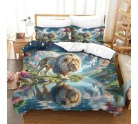 Lion Duvet Cover Set 3 PCS Hotel Quality Quilt Cover Bed Sets Bed Covers with Pillowcases with Zipper Closure Breathable Stylish Comforter King（220x240cm）