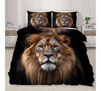 Lion Duvet Cover Set Double Size For Kids Boys Teens Lion Bedding Set Animal Comforter Cover with 2 Pillowcase Beds Set