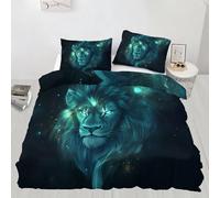 Lion Duvet Cover Set King of the Forest Comforter Cover Cosmic Sky 3 Piece Bedding Set with Pillowcase All Season Decor Quilt Cover with Zipper for Kids Adult King Size