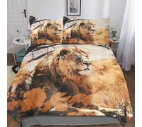 Lion Duvet Cover Set Microfiber Bedding Set Quilt Cover 3 Pieces with Pillowcases For Boys Girls Comforter Cover Double (200x200cm)