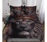Lion Duvet Cover Set Quilt Covers With Pillowcases Soft Bedding Sets 3Pcs Set, for Kids Adult Bed Linen Comforter Cover Double (200x200cm)
