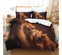 Lion Duvet Cover Sets 3 PCS Hotel Quality Quilt Cover Bed Sets Bed Covers with Pillowcases with Zipper Closure Ultra Soft Anti Allergic Microfiber Single（140x200cm）