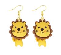 Lion Earrings, Cute Animal Dangle Leo Star Sign Jewellery in a Gift Bag