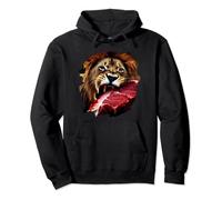 Lion Eating Steak Funny Cool Steak Meat Ribeye Lion Keto Pullover Hoodie
