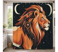 Lion Extra Long Shower Curtain, Modern Fanciful Moon Stars None Orange Washable with Hooks Decorative Bathroom Curtain Decor for Bathroom Guest Room 72x96 Inch