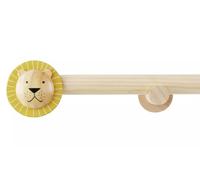 Lion Face 120x120cm Extendable Curtain Pole Features A Lion Face Finial, Perfect For Adding Jungle Style To Your Kids Room Supplied In 4 Sections -Wood