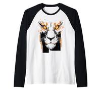 Lion Face Artwork Cool Men Women Kids Motif Animal Lover Raglan Baseball Tee