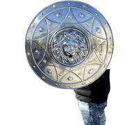 Lion Face Round Medieval Shield Knight Armor Shield Solid Steel Size 24 Inches Halloween Costume/Home Decor Shied/Gift Item