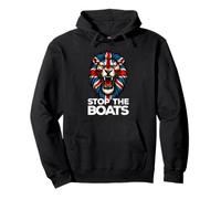 Lion face. Stop The Boats Great Britain Flag Pullover Hoodie