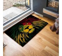 Lion Face Washable Door Mats Indoor & Outdoor - Non-Slippery Heavy Duty Reggae Style Doormat with Rubber Backed - Perfect Dust Grabbing Doormats (Yellow, 80 x 120 cm)