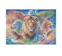 Lion Family 300 Pc DIY Jigsaw Puzzle Puzzles for Adults Teens Hard Challenging Team Building Stress Reducing Autumn Sturdy Wooden Cardboard 300 PCS/40x28cm