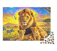 Lion Family African Savannah 1000 Piece Jigsaw Puzzle Paper for Adults Sunset Relaxation Gift 38x26cm/1000pcs
