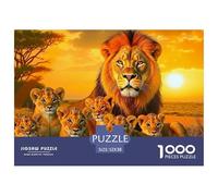 Lion Family Sunset_1 Durable Thick Paper Interesting Brain Challenge, Perfect for Adults Looking for Relaxing Hobby at Home 52x38cm/1000pcs