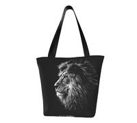 Lion Fashion Canvas Tote Bag With All Over Print Design,Large Reusable Shopper Tote With Double Handles,Beach Tote, Weekend Bag