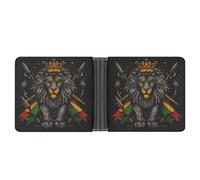 Lion Flag Reggae Rastafarian Rasta Leather Wallets for Men Slim Bifold Wallet Credit Card Holder Front Pocket Wallets