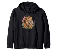 Lion Flower Floral Cute Lion Lover Zip Hoodie