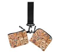 Lion Flower Yellow Women's Wallets Card Cases Mini Fashion Zipper Cash Coin Purse with Zipper Pocket for Lady 2 Pcs