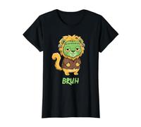 Lion Frankenstein Bruh Halloween Value Graphic T-Shirt, Women, Black, XS