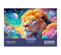 Lion Gazes at A Colorful Cloudscape 1000-Piece Jigsaw Puzzle The Lion Ideal for Men, Women, Elders & Seniors 52x38cm/1000pcs