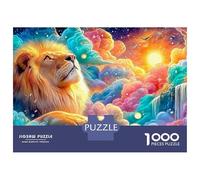 Lion Gazes at A Vibrant Cloud Sunset 1000-Piece Jigsaw Puzzle The Lion Educational Toy for Kids & Adults 70x50cm/1000pcs