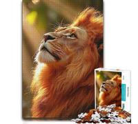 Lion Gazing Into The Light Distinctive Jigsaw Puzzle for Adults, 300 PCS