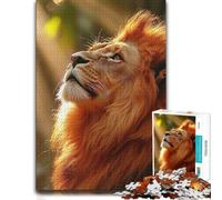 Lion Gazing Into The Light Wooden Jigsaw Puzzle for Adults, 500 PCS