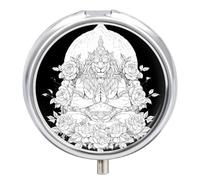 Lion God Khonsu Small Pill Box Case 3 Compartment 2"