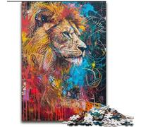Lion Graffiti Adult Puzzles 1000 Pieces, for Educational Game Challenge Toy Birthday Present, Gifts, Wall Art (26x38cm)