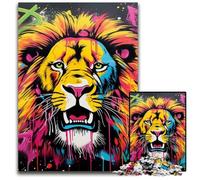 Lion Graffiti Art 1000-Piece Jigsaw Puzzle Wooden Jigsaw Puzzles for Adults for Teenagers & Teens, Ideal Birthday 50x75CM/19.68x29.52inch
