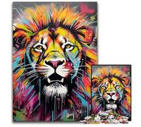 Lion Graffiti Art 1000 Pieces Puzzle Gifts Impossible Jigsaw Puzzles for Adults Challenging Brain Teaser for Teenagers, Family Fun Interactive Game 26X38CM/10.23x14.96inch