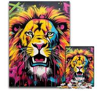 Lion Graffiti Art Jigsaw Puzzles 1000 Pieces for Adults Jigsaw Puzzles Perfect for Family Gatherings, Birthdays, Holidays 26X38CM/10.23x14.96inch