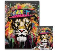 Lion Graffiti Art Jigsaws 1000 Pieces for Adults Wooden Jigsaw Puzzles Ideal for Teenagers & Collectors, Travel Gift, Family Activity 50x75CM/19.68x29.52inch