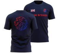 Lion Great Britain T Shirt Men Union Jack Tee 2024 Sports Games Supporter Top, M, Navy