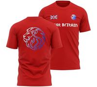 Lion Great Britain T Shirt Men Union Jack Tee 2024 Sports Games Supporter Top, S, Red