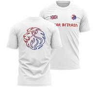 Lion Great Britain T Shirt Men Union Jack Tee 2024 Sports Games Supporter Top, S, White