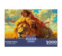 Lion Great Gift Idea 1000 Pc Adult Jigsaws - Lion Woman Savanna Impossible Hard Challenging Game for Wall Decoration38x26cm/1000pcs